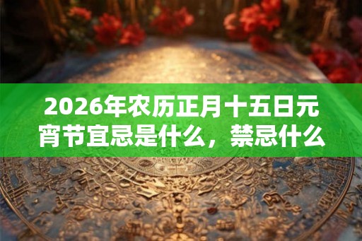 2026年农历正月十五日元宵节宜忌是什么,禁忌什么? 2026年农历正月十五日元宵节宜忌是什么,禁忌什么?