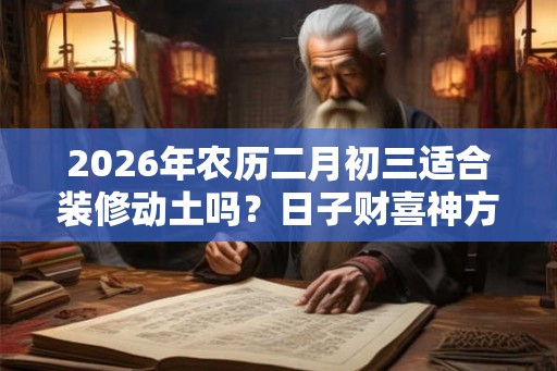 2026年农历二月初三适合装修动土吗？日子财喜神方位？
