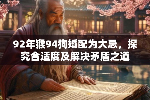 92年猴94狗婚配为大忌，探究合适度及解决矛盾之道