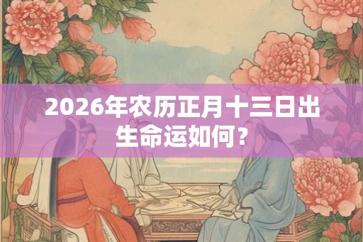 2026年农历正月十三日出生命运如何？