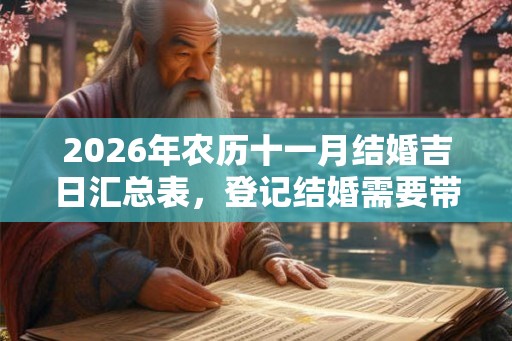 2026年农历十一月结婚吉日汇总表，登记结婚需要带什么？