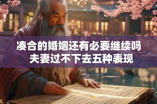 凑合的婚姻还有必要继续吗  夫妻过不下去五种表现