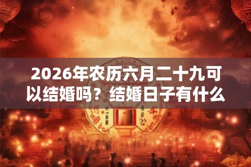 2026年农历六月二十九可以结婚吗？结婚日子有什么讲究？