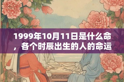 1999年10月11日是什么命，各个时辰出生的人的命运
