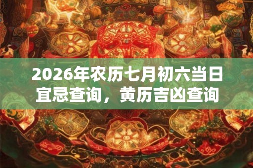 2026年农历七月初六当日宜忌查询，黄历吉凶查询