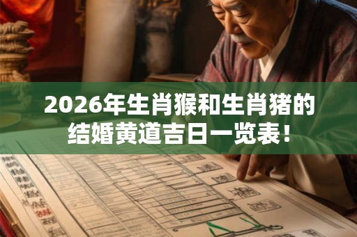2026年生肖猴和生肖猪的结婚黄道吉日一览表！