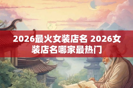 2026最火女装店名 2026女装店名哪家最热门 2026最火女装店名 2026女装店名哪家最热门