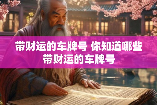 带财运的车牌号 你知道哪些带财运的车牌号