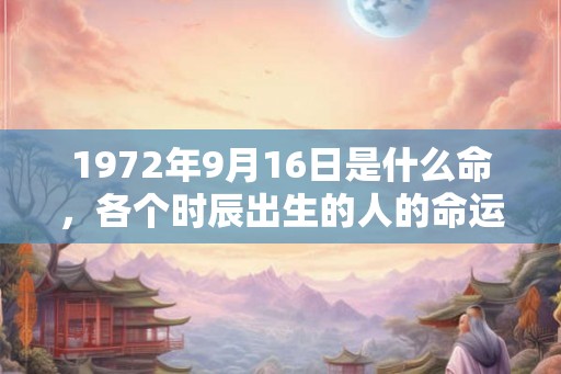 1972年9月16日是什么命，各个时辰出生的人的命运