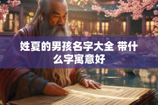 姓夏的男孩名字大全 带什么字寓意好