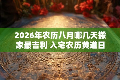 2026年农历八月哪几天搬家最吉利 入宅农历黄道日