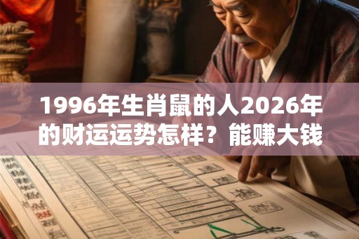 1996年生肖鼠的人2026年的财运运势怎样？能赚大钱吗？