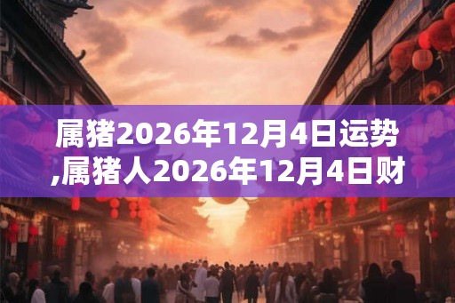 属猪2026年12月4日运势,属猪人2026年12月4日财运,生肖猪2026年12月4日运势