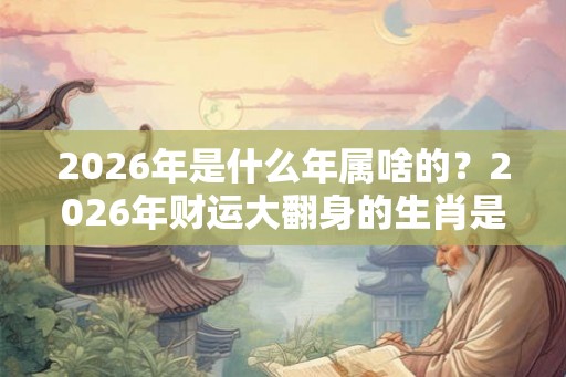 2026年是什么年属啥的？2026年财运大翻身的生肖是谁？