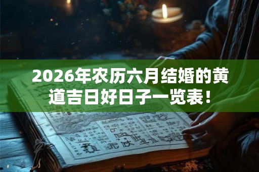 2026年农历六月结婚的黄道吉日好日子一览表! 2026年农历六月结婚的黄道吉日好日子一览表!