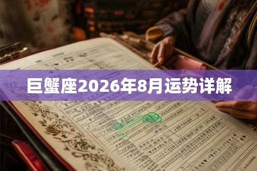 巨蟹座2026年8月运势详解