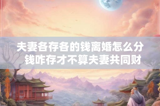 夫妻各存各的钱离婚怎么分  钱咋存才不算夫妻共同财产