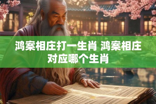 鸿案相庄打一生肖 鸿案相庄对应哪个生肖 鸿案相庄打一生肖 鸿案相庄对应哪个生肖