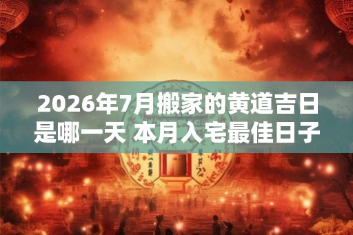 2026年7月搬家的黄道吉日是哪一天 本月入宅最佳日子