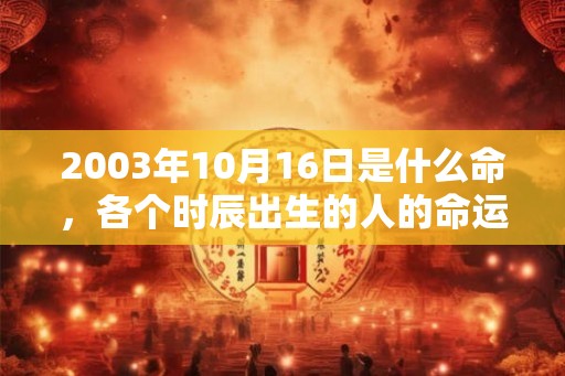 2003年10月16日是什么命，各个时辰出生的人的命运
