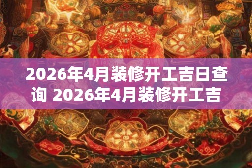 2026年4月装修开工吉日查询 2026年4月装修开工吉日是哪天 2026年4月装修开工吉日查询 2026年4月装修开工吉日是哪天