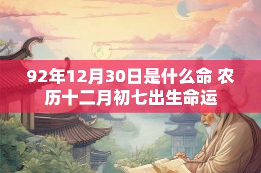 92年12月30日是什么命 农历十二月初七出生命运
