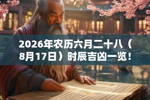 2026年农历六月二十八（8月17日）时辰吉凶一览！
