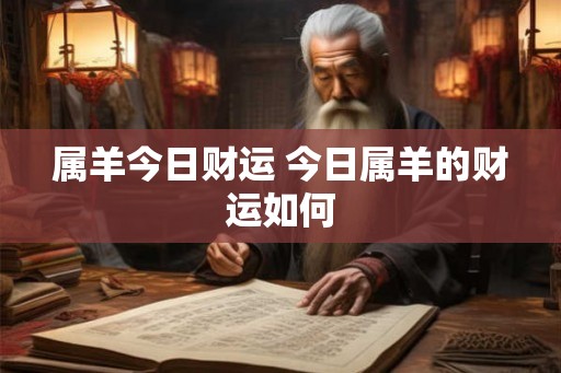 属羊今日财运 今日属羊的财运如何