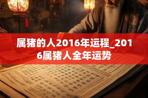 属猪的人2016年运程_2016属猪人全年运势