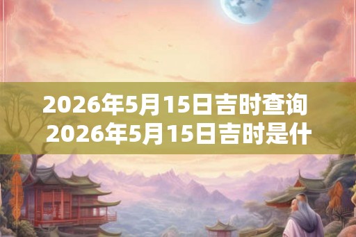 2026年5月15日吉时查询 2026年5月15日吉时是什么时候