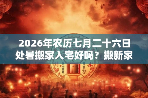 2026年农历七月二十六日处暑搬家入宅好吗？搬新家有什么讲究？