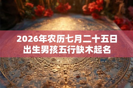 2026年农历七月二十五日出生男孩五行缺木起名