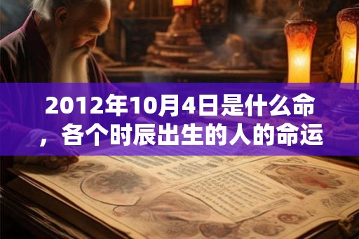 2012年10月4日是什么命,各个时辰出生的人的命运 2012年10月4日是什么命,各个时辰出生的人的命运