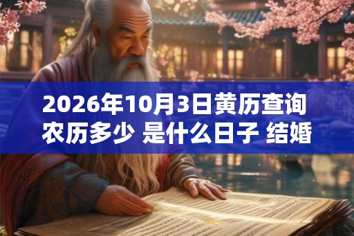 2026年10月3日黄历查询 农历多少 是什么日子 结婚吉时