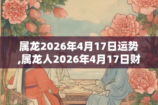 属龙2026年4月17日运势,属龙人2026年4月17日财运,生肖龙2026年4月17日运势
