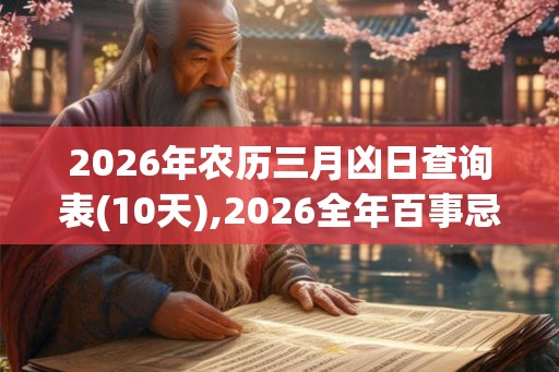 2026年农历三月凶日查询表(10天),2026全年百事忌破日