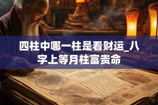 四柱中哪一柱是看财运_八字上等月柱富贵命
