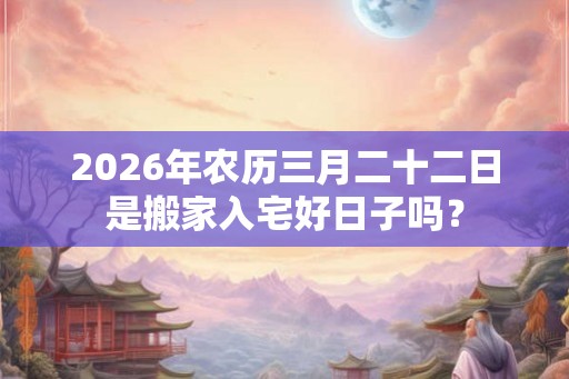 2026年农历三月二十二日是搬家入宅好日子吗？