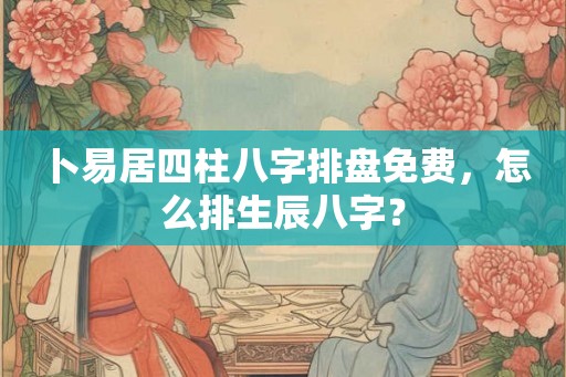 卜易居四柱八字排盘免费，怎么排生辰八字？