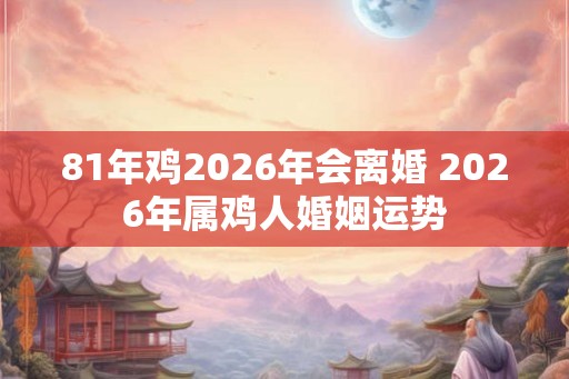 81年鸡2026年会离婚 2026年属鸡人婚姻运势