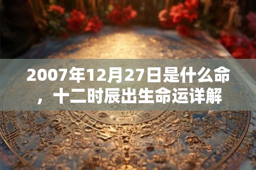 2007年12月27日是什么命，十二时辰出生命运详解