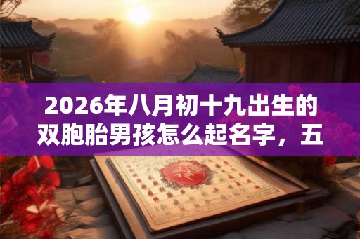 2026年八月初十九出生的双胞胎男孩怎么起名字，五行属什么？