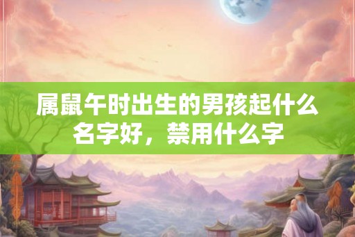 属鼠午时出生的男孩起什么名字好，禁用什么字