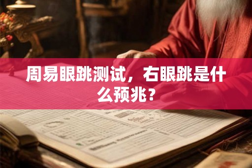 周易眼跳测试，右眼跳是什么预兆？