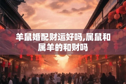 羊鼠婚配财运好吗,属鼠和属羊的和财吗
