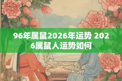 96年属鼠2026年运势 2026属鼠人运势如何 96年属鼠2026年运势 2026属鼠人运势如何