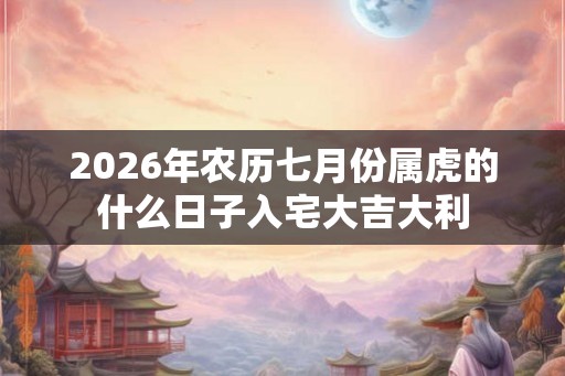2026年农历七月份属虎的什么日子入宅大吉大利