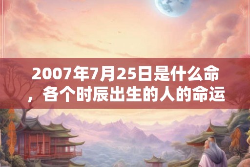 2007年7月25日是什么命，各个时辰出生的人的命运