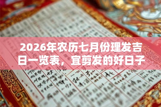 2026年农历七月份理发吉日一览表，宜剪发的好日子