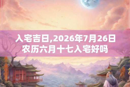 入宅吉日,2026年7月26日农历六月十七入宅好吗